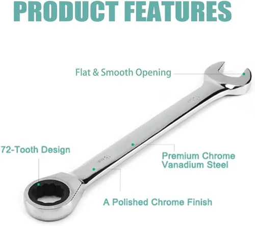 Miniatura 4 de Utoolmart Llave combinada de trinquete, llave combinada de trinquete de extremo abierto de 0.827 in, métrica, construcción de acero al cromo Metal