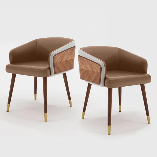 Miniatura 8 de ARTPLAN Juego de 2 sillas de comedor, sillas decorativas tapizadas de tela para sala de estar, sillas de brazo para muebles de interior del hogar