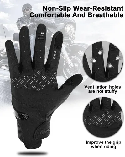 Miniatura 5 de RIGWARL Guantes de motocicleta para hombres y mujeres, para pantalla táctil, transpirables, ligeros, guantes antideslizantes para motocross