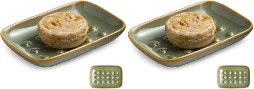 Miniatura 29 de Miamolo Jabonera limpiadora para ducha, jabonera de cerámica para barra de jabón grande, champú o esponja, bandeja ahorradora de jabón para baño