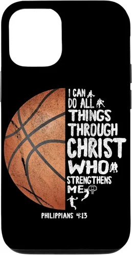 Miniatura 28 de Funda de baloncesto para iPhone 17 con texto en inglés "I can do All Things Through Christ Philippians