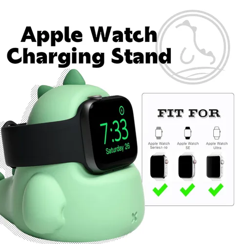 Miniatura 3 de ELETIUO Soporte de Carga Compatible con Apple Watch Series Ultra2/Ultra/10/9/8/SE2/7/6/SE/5/4/3/2/1 (49/46/45/44/42/41/40/38 mm), Base de Carga Verde