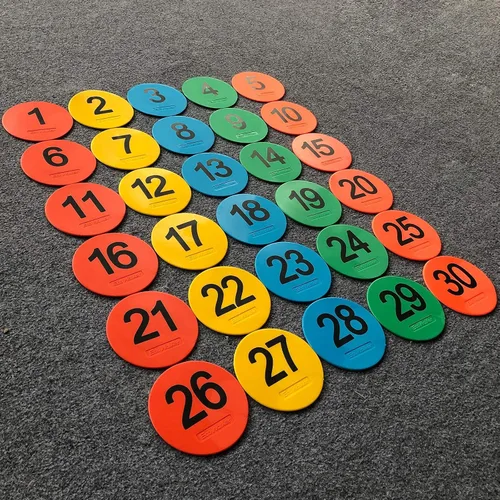 Miniatura 5 de Mini marcadores de suelo de 4 pulgadas para aula, preescolar y jardín de infantes (juego de 20 unidades) (número 1-30)