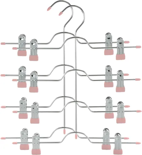 Miniatura 7 de TOPIA HANGER Perchas de falda de 4 niveles para mujer, ahorran espacio con clips ajustables, ahorran un 80% más de espacio, colgador de clip