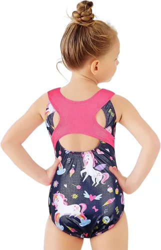 Miniatura 3 de Leotardo de gimnasia para niñas, con espalda hueca, de una pieza, con diamantes brillantes, para ballet, para niñas, leotardo