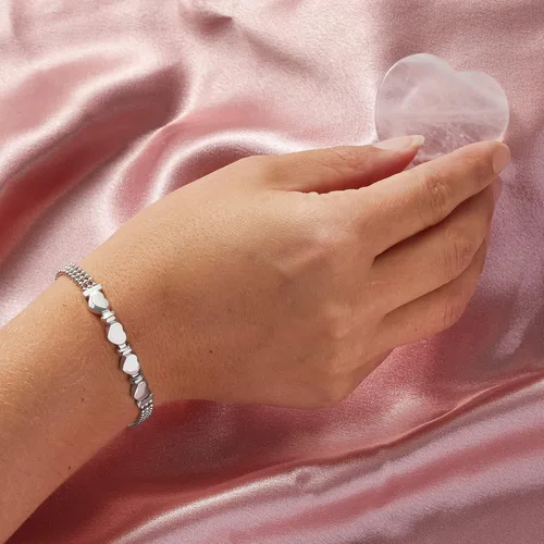 Miniatura 4 de Ross-Simons Italian Sterling Silver Heart Beaded Bracelet
