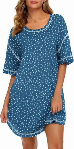 Miniatura 11 de Ekouaer Camisones para Mujeres Camisa de Dormir Suave de Manga Corta Camisa de Noche de Talla Grande Ropa de Dormir Cómoda Vestido de Dormir