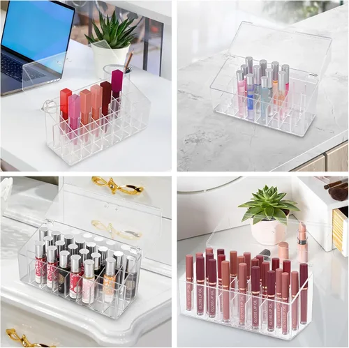 Miniatura 8 de Soporte acrílico para brillo de labios y organizador de perfumes Rollerball para soporte compacto de perfume de aceite esencial, cepillo