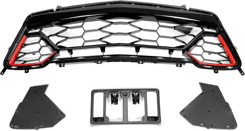 Miniatura 3 de KUAFU Parrilla inferior y marco para matrícula compatible con Chevy Chevrolet Camaro SS 2016-2018 Reemplazo para 84040593 Plástico pintado negro