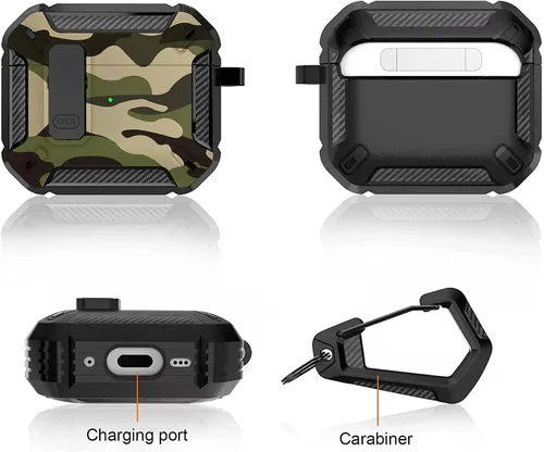 Miniatura 8 de YSNZAQ Funda para AirPods 4, potente protección contra caídas, con mosquetón llavero y clip de bloqueo para AirPods4 2024 MCEJ azul oscuro