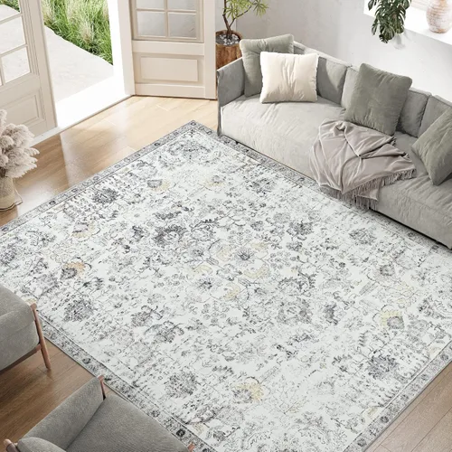 Miniatura 28 de jinchan Kalen - Alfombra de área lavable con diseño floral vintage, alfombra de entrada de medio círculo de 2 x 3, tapete de media luna de pelo