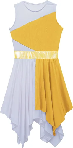 Miniatura 5 de CHICTRY Vestido de baile lírico sin mangas asimétrico para niñas, disfraz de adoración litúrgica contemporánea