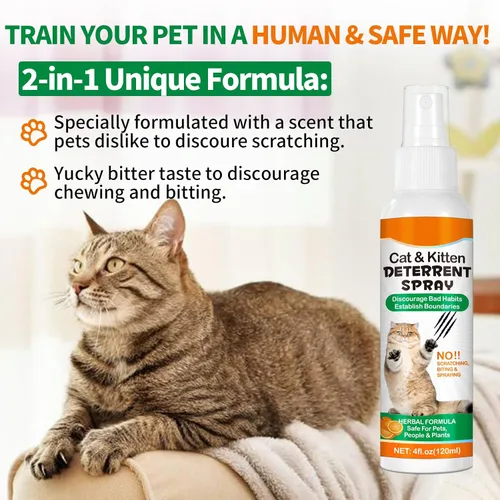 Miniatura 2 de Spray disuasorio para gatos para interiores y exteriores, paquete de 2 – Repelente natural para evitar arañazos y marcas de orina en muebles, sofás