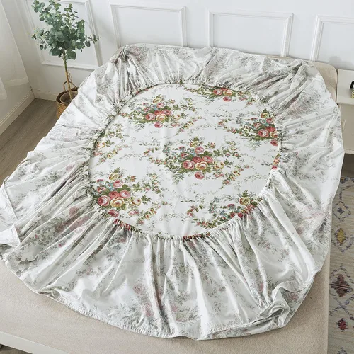 Miniatura 9 de FADFAY Juego de sábanas de cama vintage con diseño floral rosa tamaño King, 100% algodón premium, diseño floral shabby chic desgastado y elegante