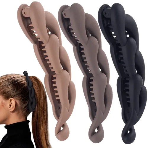 Miniatura 7 de 3 pinzas para el pelo de plátano para mujer, horquilla clásica de doble peine, accesorios antideslizantes para cabello grueso, fino, largo, corto
