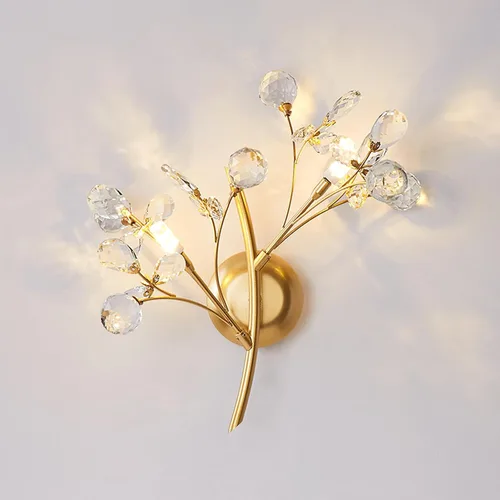 Apliques modernos de pared de cristal, 2 luces, moldura de flores, lámparas de pared vintage francesas, accesorios para dormitorio, sala de estar,