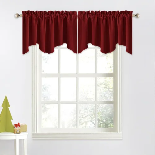 Miniatura 46 de NICETOWN Cenefa de ventana para dormitorio, ahorro de energía, bolsillo para barra, cenefa festoneada corta para ventana pequeña para lavandería