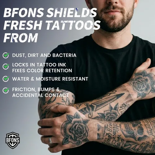 Miniatura 2 de BFONS Vendajes impermeables para cuidado posterior del tatuaje, 2 pulgadas x 16 yardas, cinta para cubrir tatuajes, suministros de tatuaje, vendaje
