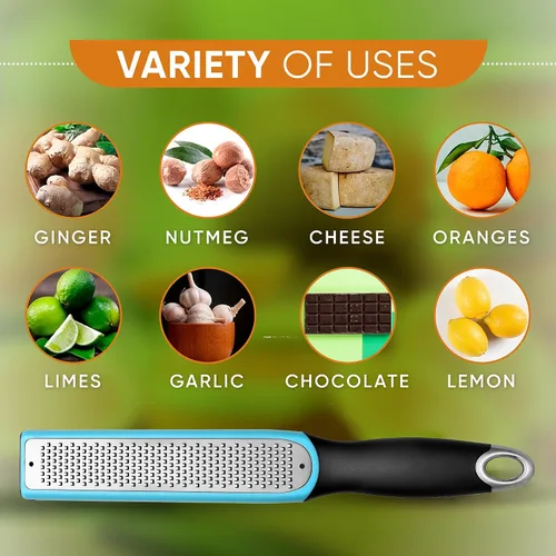 Miniatura 7 de Spring Chef Rallador Zester de limón prémium con asa, frutas, ajo, chocolate, jengibre, herramienta de cocina resistente, zester cítrico de acero