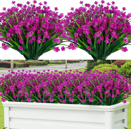 Miniatura 12 de Lnoicy 20 flores artificiales para exteriores, decoración de flores de plástico, resistentes a los rayos UV, plantas artificiales para interiores