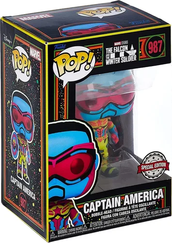 Miniatura 2 de Marvel Falcon & Winter Soldier POP Figura de vinilo Capitán América (luz negra)
