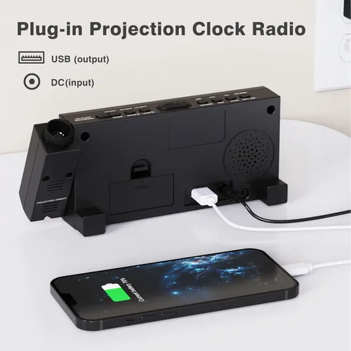 Miniatura 7 de Radio reloj despertador con visualización LED de 1.8 pulgadas, de carga USB, alarma dual, respaldo de batería (Versión actualizada) Mesqool AM/FM