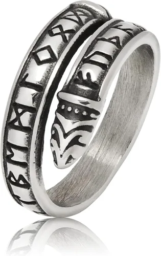 Gungneer Anillo circular de runa vikinga nórdica de acero inoxidable para hombres y mujeres, joyería de amuleto pagano nórdico