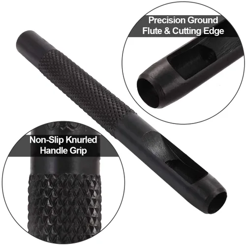 Miniatura 4 de Spurtar Juego de Punzones Huecos de 9 Piezas 2.5-10.0mm de Acero al Carbono de Alta Resistencia, Herramienta Redonda para Agujeros de Cuero, Kit
