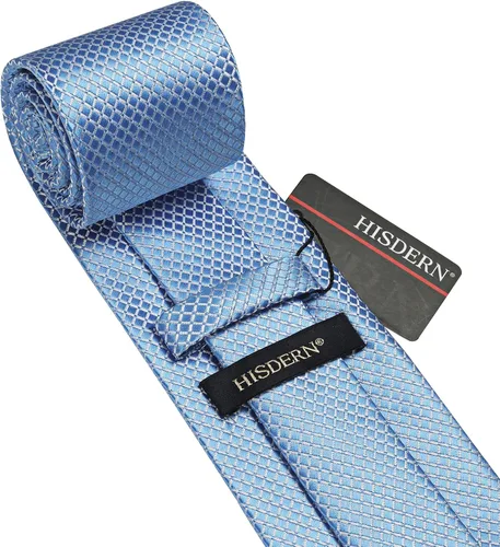 Miniatura 184 de HISDERN Conjunto de corbata a cuadros a cuadros pañuelo tejido clásico formal para hombre corbata y bolsillo cuadrado