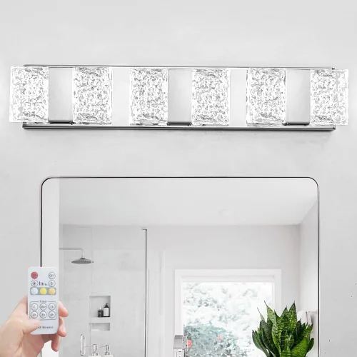Miniatura 16 de Lámpara de tocador de baño moderna de cromo de 4 luces, elegantes accesorios de iluminación de baño de LED de cromo sobre espejo, accesorios