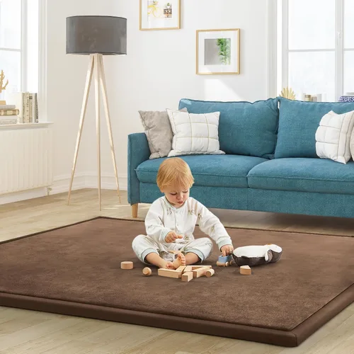 Miniatura 26 de Alfombra de juego para acostar al bebé, alfombrilla para guardería, tapete tipo tatami de espuma viscoelástica de 1.3 pulgadas de grosor, para bebés