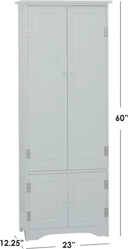 Miniatura 2 de SilkWood Studio Armario de almacenamiento de cocina extra alto, organizador de despensa independiente de 2 puertas con estantes ajustables, 60