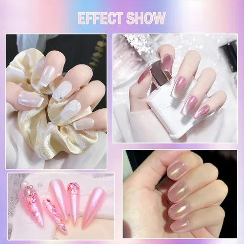 Miniatura 6 de Polvo de uñas de cromo perla blanca, polvo de uñas blanco nacarado, purpurina en polvo sinfonía perla de sirena neón para uñas, el polvo es fino