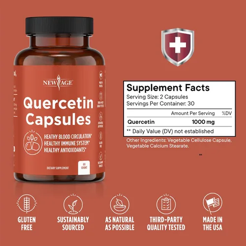Miniatura 2 de NEW AGE Quercetina 1000mg Quercetina Cápsulas Vegetarianas 120 Recuento