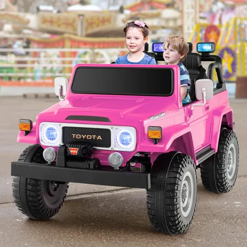 Miniatura 8 de Costzon Auto de 2 plazas, camión Toyota FJ40 con licencia de 12 V con control remoto de 2.4 G, suspensión de resorte, caja de almacenamiento, luces