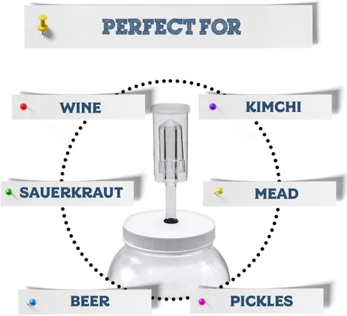 Miniatura 2 de Fermentaholics Airlock - Paquete de 4 esclusas para elaboración de cerveza y fermentación, uso con tapón de goma perforado, tapa con ojales