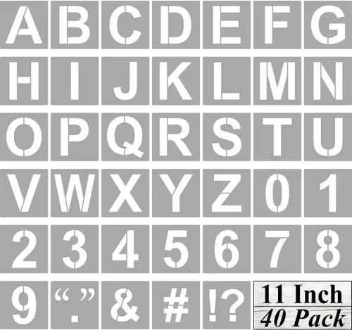 Miniatura 16 de Plantillas de letras y números del alfabeto de 7 pulgadas, paquete de 40 plantillas grandes de letras y números con letreros para pintar sobre