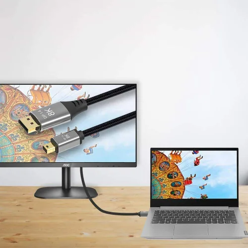 Miniatura 4 de Cable Mini DP a DisplayPort 8K de 3.3 pies de 3.3 ft, 8K a 60Hz, 4K a 144Hz, transmisión bidireccional, compatible con Macbook, Surface Pro, TV