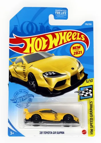 Miniatura 2 de Hot Wheels Toyota GR Supra, [amarillo] Gráficos de velocidad 178/250 5/10