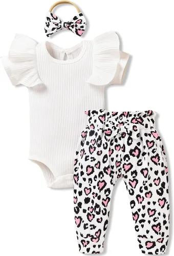 Miniatura 53 de fioukiay Conjunto de ropa de verano para bebés y niñas recién nacidas prematuros, mameluco, pantalones, diadema, conjunto de ropa para el verano