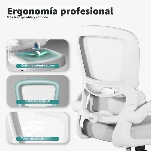 Miniatura 3 de Silla de oficina – Silla de escritorio ergonómica con soporte lumbar ajustable, silla de computadora de malla, silla ejecutiva para oficina en casa
