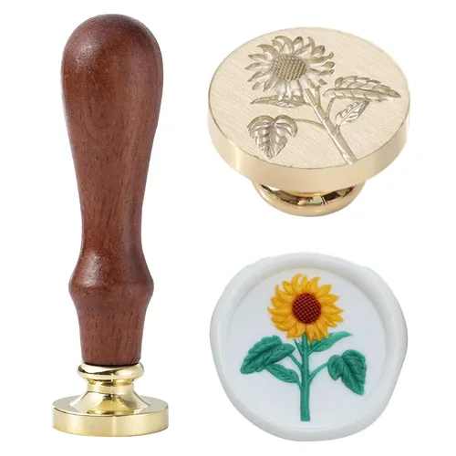 Miniatura 7 de Sello de cera – Sello de cera de sellado de semillas de loto, sello floral y vegetal, cabeza de sello de flor de loto ovalada para tarjetas, sobres