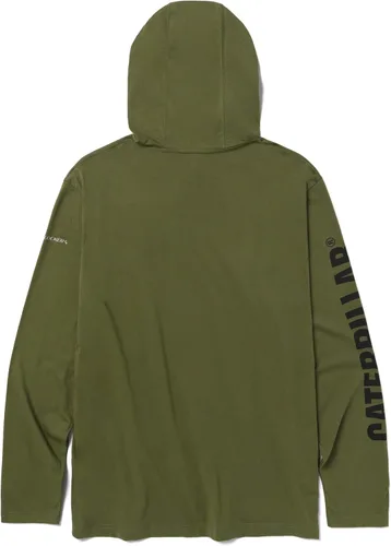 Miniatura 45 de Caterpillar Camisas largas con capucha para hombre con protección UPF 50, control de humedad y logotipo de gato en la manga