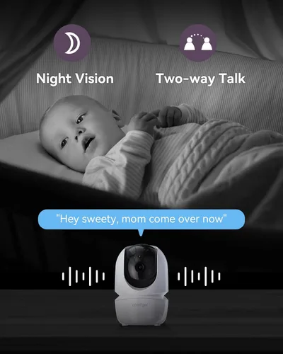 Miniatura 8 de Comfyer - Monitor de bebé con cámara y audio, monitor de vídeo HD 720P de 7" sin WiFi, batería de 6000mAh, modo VOX, visión nocturna automática, a