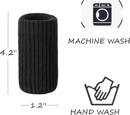 Miniatura 3 de 24 PCs Calcetines para Patas de Muebles - Calcetines de Punto Negro para Muebles, Protectores de Suelo de Patas de Silla de Doble Grosor, Fundas Muy