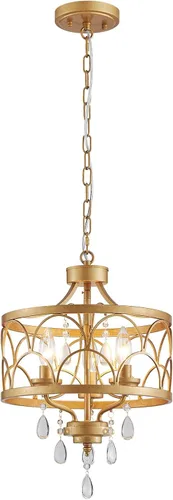 Miniatura 16 de Lámpara de techo de cristal, moderna lámpara de araña pequeña, lámpara de techo semiempotrada dorada de granja, accesorios de iluminación de pasillo