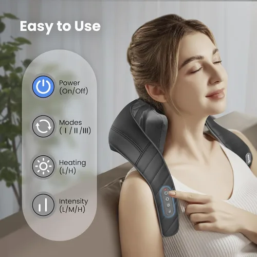 Miniatura 5 de COMFIER Masajeador inalámbrico de cuello y hombros con calor, masaje Shiatsu para dolor de tejido profundo, amasado 4D, regalos para papá y mamá