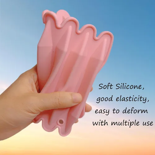 Miniatura 3 de Moldes de silicona aptos para horno, paquete de 4 moldes de silicona triangulares reutilizables 3D surtidos para crayones de cera, velas