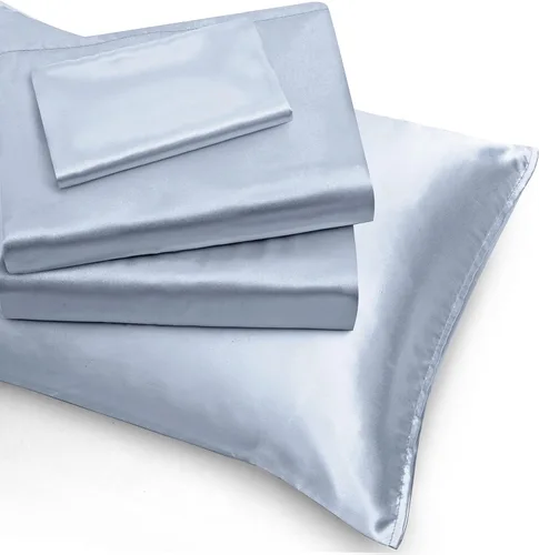 Miniatura 56 de Homiest Juego de sábanas de satén de lujo de 3 piezas con bolsillo profundo, 1 sábana bajera + 1 sábana encimera + 1 funda de almohada