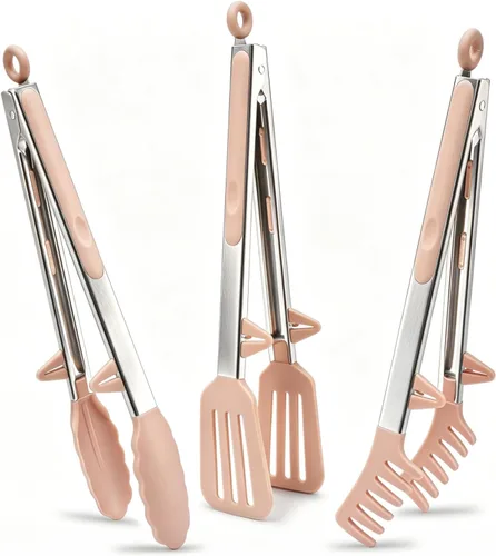 Miniatura 26 de Pinzas de cocina, pinzas de 9 pulgadas para cocinar con puntas de silicona, pinzas de silicona pequeñas de grado alimenticio, mini pinzas